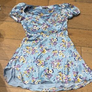Zara Blue Floral Puff Sleeve Dress